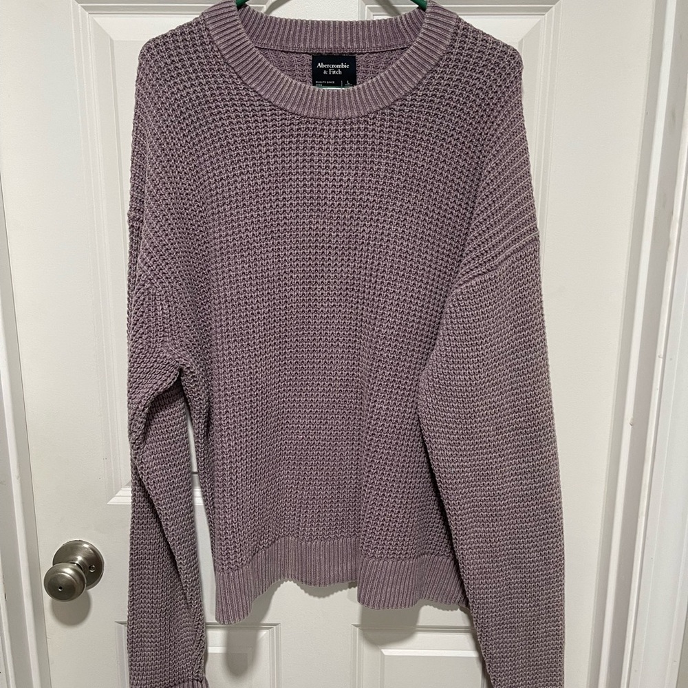 Abercrombie & Fitch Purple Crew Neck Sweater with Waffle Knit
